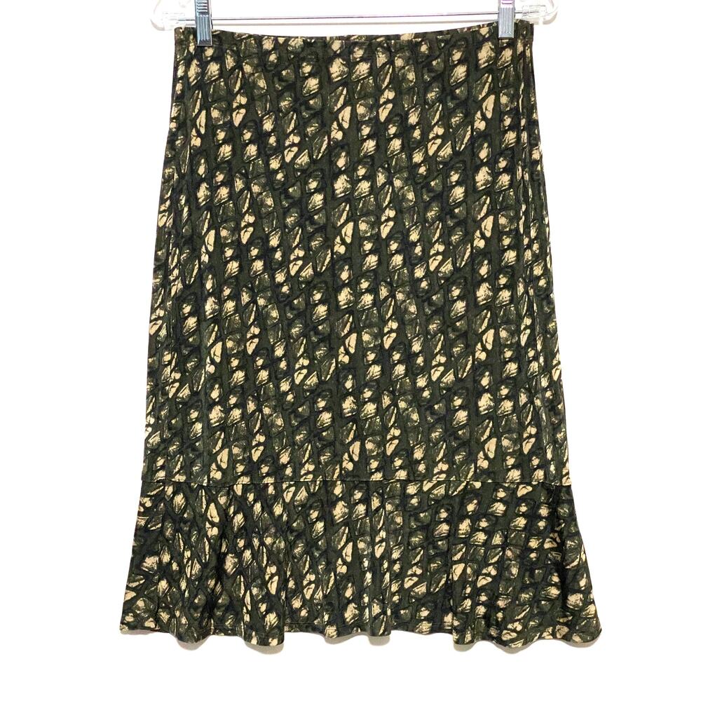 George Green Abstract Midi Skirt S Modest Flowy Stretch Artsy Career Office Boho